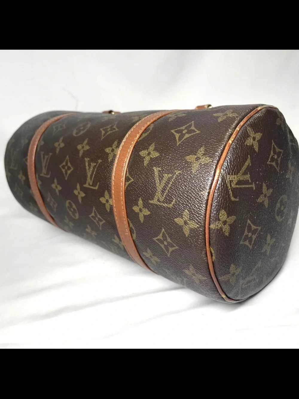 Louis Vuitton Monogram Brown & Tan Shoulder Barrel Bag with Pouch
